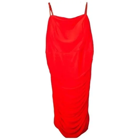 NWT MIDNIGHT DOLL Women. Spaghetti Straps Draped Red Dre’s. Back Zipper Size: 13 - Picture 4 of 7